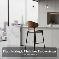 Comfortable Cushion Modern Bar Stool with Back Anti-Scratch Foot Pads Metal Frame High Stool Non-Slip Feet Upholstered Counter Height Chair Easy to Clean for Adults, Homeowners, Couples, Pub, Cafe, Restaurant, Dining Room