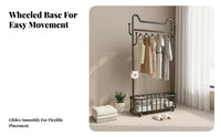Movable with casters Freestanding Coat Tree Minimalist Aesthetic Mobile Branch-Hook Rack adaptable design Garment Stand Stable Circular Base for Apartment Dwellers, Homeowners, Bedroom, Living Room, Balcony, Entryapproach