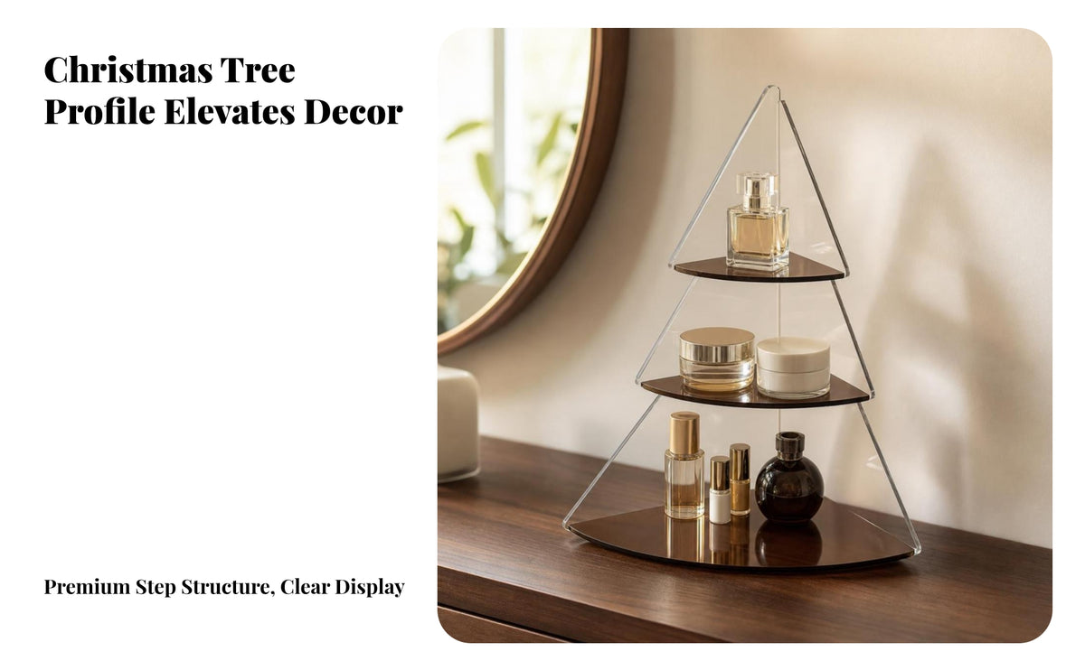 Clear Acrylic Corner Shelf | Smooth Glossy Surface, 3-Tier Corner Organizer, for Vanity