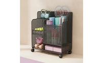 Sports Equipment Organizer with Wheels Rolling Sports Equipment Storage Cart Mobile Fitness Rack Movable for Athletes, Home Gym