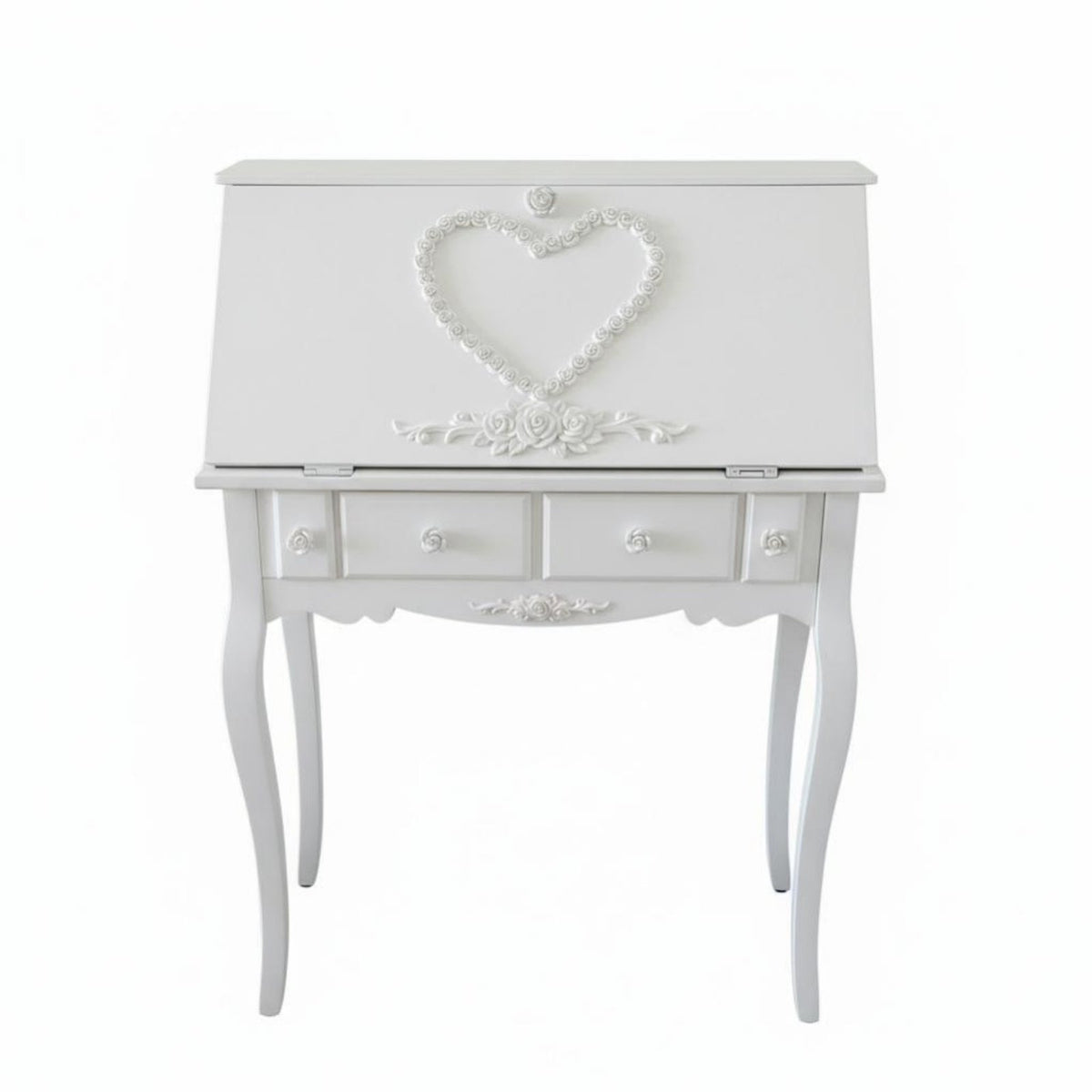 French design Carved Dressing Table with Stool and Mirror Princess Theme Vanity Set Floral Carvings Bedroom Furniture Space-Saving for Teenage Girls, Makeup lovers, Teenagers, Small Apartment, Dorm Room