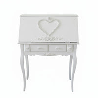 French design Carved Dressing Table with Stool and Mirror Princess Theme Vanity Set Floral Carvings Bedroom Furniture Space-Saving for Teenage Girls, Makeup lovers, Teenagers, Small Apartment, Dorm Room