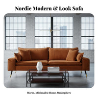 3-Seater Corduroy Sofa Removable and launderable Cover Ribbed textile Sofa Nordic Design Couch for Small Families, Living Room, Lounge Area, Home Office