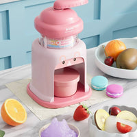 Cute Bunny Shaved Ice Machine Bear-Shaped Knob Hand Crank Ice Shaver Glossy Finish Food Prep Tool Pink