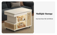 Adjustable C-Shaped End Table With Wheels Serving Trolley Mobile Design