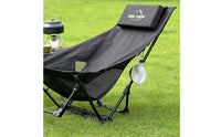 Portable Camping Recliner Wide Backrest Folding Lounge Chair Aluminum Alloy Frame Folding Camp Chair for Fishing, Barbecue