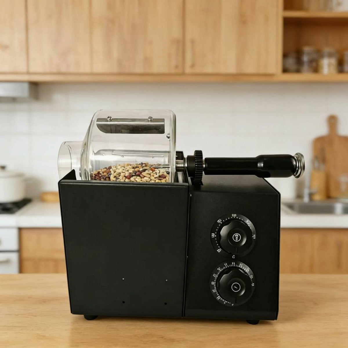 Temperature Control Electric Coffee Bean Roaster Beginner Friendly Coffee Bean Roaster Transparent Lid for Beginners