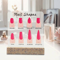 Rhinestone Nail Shape Chart Printed Acrylic Nail Display Stand Decorative Clear Acrylic Display for Manicurists