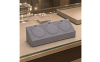 Upright Tabs Locket Stand Three-Slot Jewelry Display Stand Suede-Like Retail Fixture Rectangular