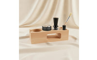 1 Piece Coffee Press Base Espresso Tamping Station Portafilter Organizer Tamper Stand Natural Beech Wood Non Slip Suitable for Kitchen Brewing Workspace