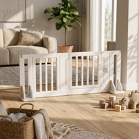Pet Gate with Door Plastic Freestanding Pet Gate Long-Lasting for Hallways