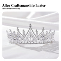 Crystal Crown Marquise Cut Crystals Bridal Tiara Wedding Hair Crown Elegant Design Wedding Tiara Sparkling for Prom Attendees