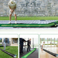 Textured Golf Putting Mat with Ball Return Realistic Putting Mat with Ball Return Portable Indoor Golf Practice Aid with Alignment Lines Long-Lasting for Beginners
