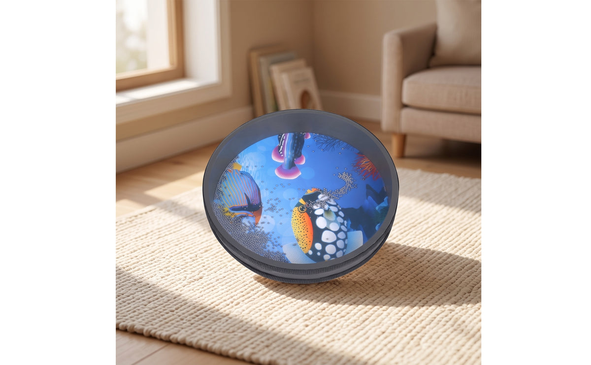 Marine Rattle Drum Handheld Sea Wave-Style Drum Lightweight Percussion Instrument for Music Teachers, Young Children, Classroom, Preschool, Home