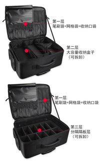Large Capacity Professional Tattoo Beauty Cosmetic Trolley Case with Wheels