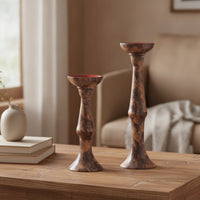 2 Pieces Candle Holders with Red Cups Vintage-Inspired Resin Candle Holders Candlesticks Sculptural Candlestick Elegant