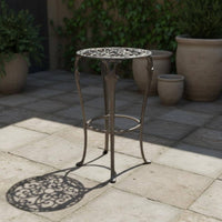 Vintage Metal Plant Stand Heavy Duty Cast Iron Flower Pot Stool Weather Resistant Ornate Pedestal Plant Holder for Gardeners, Balcony, Patio, Corner