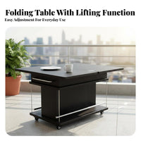 Space-Saving Expandable Rolling Side Table With Wheels Rolling Utility Cart Multi-Functional Design Living Room Furniture Easy Assembly for Small Apartment Dwellers, Homeowners, Office Workers, Balcony, Bedroom