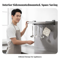 Punchdrill-No-Cost Installation Wall-Mounted Microwave Shelf Multi-Functional Floating Microwave Bracket Space-Saving Kitchen Rack With Hooks for Apartment Dwellers, Homeowners, Home Cooks, Small Apartments, Dorm Room, Pantry, Garage
