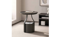 Side Table with Storage Round Side Table Leather Nightstand for Living Room, Bedroom