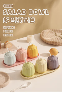 Cream Style Ceramic Seasoning Jar Set with Three Color Mix
