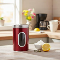 Multipurpose Food Canister with Window Modern Design Stainless Steel Canister with Window Easy to Clean Airtight Coffee and Tea Jar for Countertop