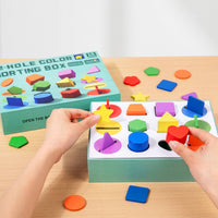 Disc Box Shape Sorter Fine Motor Skills Educational Shape Sorter Hand-Eye Coordination Color Sorting Box for Kids 18 months+, Kindergarten, Preschool