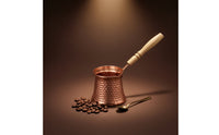 Turkish Coffee Pot Copper Coffee Pot with Wooden Handle Compact Briki for Home Baristas