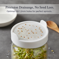 Mason Jar Sprouting Kit for Hydroponic Broccoli Alfalfa Sprouts, Thick Glass Seedling Bottle
