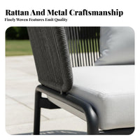 Weather Resistant Woven Rope Patio Set Rust-Proof Frame Woven Rope Back Loveseat High-Density Cushion Outdoor Furniture Waterproof Material for Hospitality Businesses, Business Owners, Terrace, Balcony, Backyard, Porch