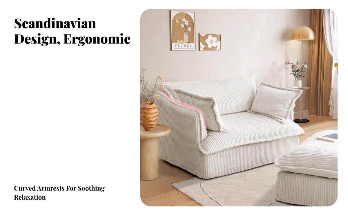 Nordic aesthetic Oversized Armchair cleanable Cover Rounded Single-Seater Couch Plush pading Living Room Seating Deep Seat for Guesthouse Owners, Homeowners, Interior Designers, Small Apartment, Bedroom, perusing corner