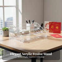 Acrylic Card Display Stand Transparent 5 Tier Acrylic Card Display Tiered Design Clear Envelope Holder for Collectors, Countertop, Desktop, Craft Fair