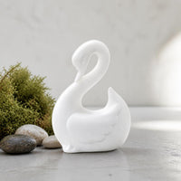 Mini White Porcelain Swan Figurine for Micro Landscape and Aquarium Decor