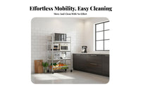 Multi-Tier Vegetable Basket Stand Multifunctional Multi-Tier Storage Rack Detachable Baskets Microwave Stand with Wheels for Pantry, Dorm Room, Office
