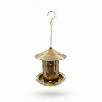 Outdoor Bird Feeder with Tray Metal Hanging Bird Feeder Decorative Bronze for Nature Lovers, Garden, Yard, Patio