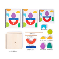 Shadow Matching Game 3D Spatial Reasoning Toy Colorful Wooden Toy with Challenge Cards for Children, Playroom