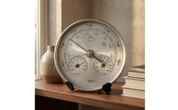 3-in-1 Air Pressure Gauge Thermometer Hygrometer Easy-to-Read Analog Weather Station Round Air Pressure Gauge Hygrometer Thermometer Metal Bezel