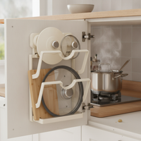 Suction Cup Wall-Mounted Pot Lid Holder & Cutting Board Rack