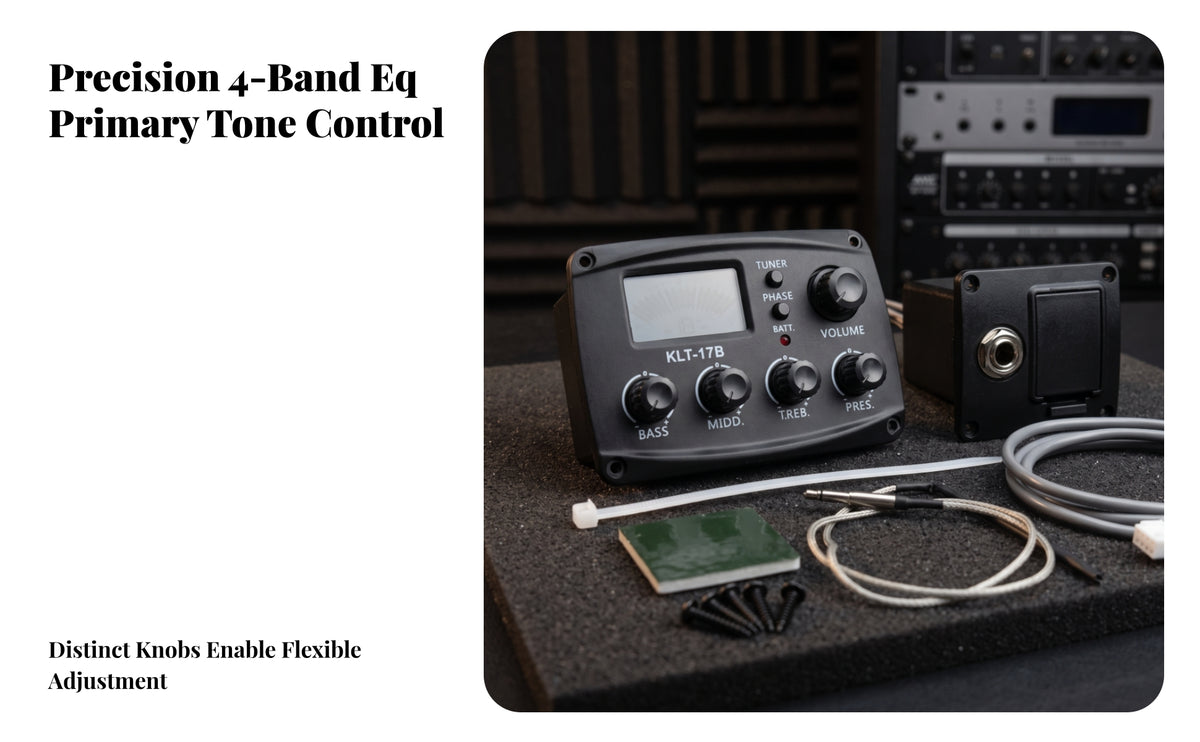 Acoustic Guitar Pickup System | Compact Side-Mount Design, 4-Band tone control, Acoustic Guitar Preamp Pickup, for Stage Performance