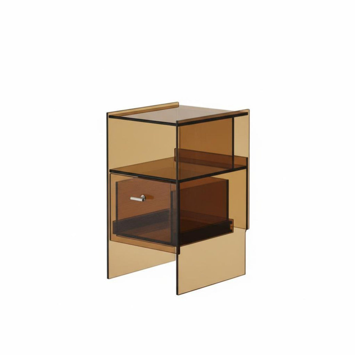Modern Design Multi-Level Accent Table Minimalist aesthetic Waterfall End Table Transparent Look Nightstand single-Piece Construction for Homeowners, Apartment Dwellers, Students, Bedroom, Small Spaces, Living Room, Nursery