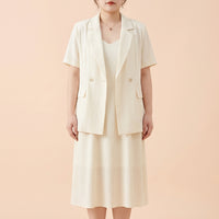 Mother of the Bride Dresses Two Piece Set with Short Sleeve Cardigan, Sleeveless Dress for Summer Wear, Wrinkle Resistant TR Material Matching