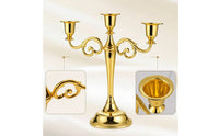 3-Arm Candelabra Elegant Three-Arm Candelabra Three-Light Candelabrum Metal Decor Scrolled for Home Decorators, Dining Table