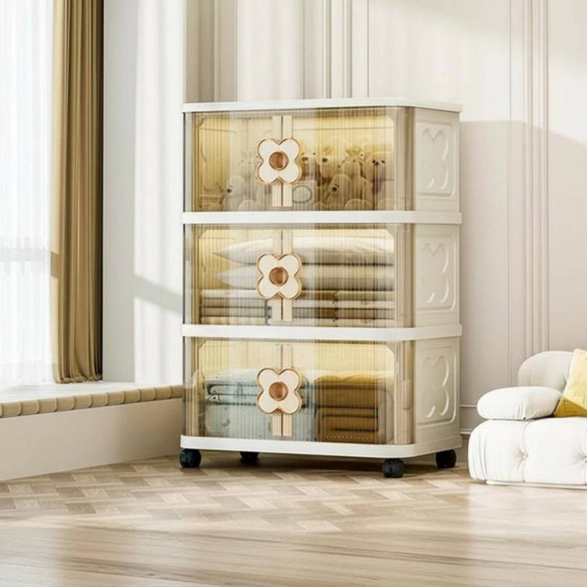 Large Capacity foldable Storage single-piece Installtoolinstallationwithout installation foldable Cacontaineret with front panels double Opening Home Organizer for Students, Homeowners, Bedroom, Living Room, Playroom, Closet