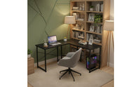 Space Saving Design L-Shaped Gaming Desk Ample Workspace Corner Computer Desk Spacious Desktop L-Form Computer Table Sturdy Metal Frame for Gamers, Students, Bedroom