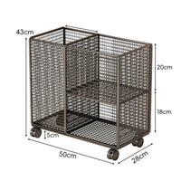 Two-Tier Fitness Storage Rack Caster Wheels Mesh Storage Carrier uncoveredTop Sports Equipment Organizer Heavy-Duty Steel for Home Gym