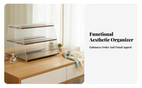 Large Capacity Tiered Display Case with Drawers Transparent Design Cosmetic Organizer Multi-Compartment Vanity organizer Space Saving for Makeup lovers, cosmetic Professionals, Dressing Table, Desktop, Bedroom, Bathroom Counter