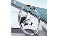5/8-Inch Retaining Nut Polished Silver Boat Wheel Round Rim 3-Spoke Steering Wheel