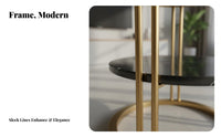 Nordic Design Round End Table Gold-Tone Finish Round frameFrame Side Table Modern Aesthetic Household Furniture Luxury Design for Interior Designers, Homeowners, Apartment Dwellers, Living Room, Bedroom, Reception Area, Small Areas