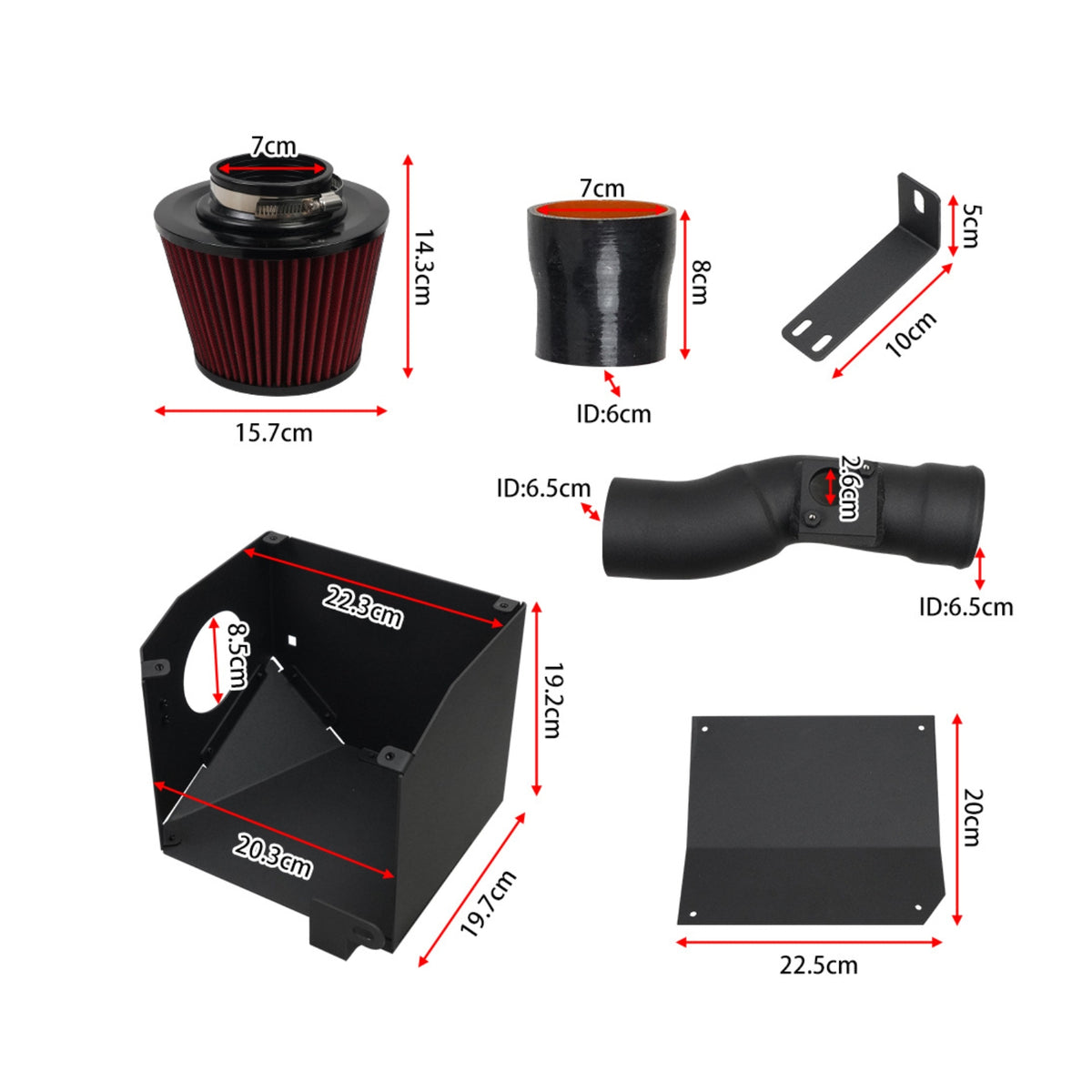 Cold Air Intake with Heat Shield High-Induction Intake Kit with Heat Shield Direct-Fit for Car Enthusiasts, Engine Bay