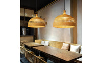 Bamboo Woven Pendant Light Material Dome Lampshade Boho Decor Indoor Lighting for Dining Room, Restaurant